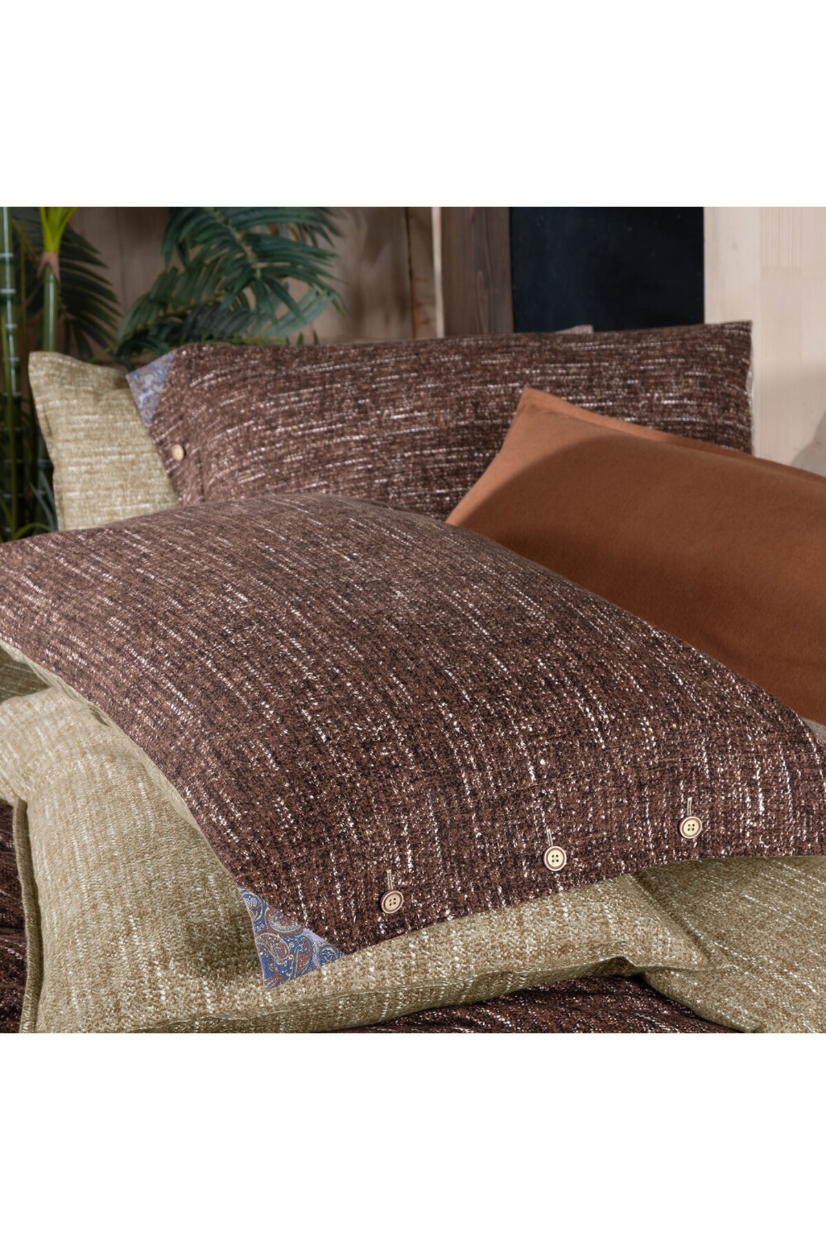 Glamis Taba Flanel Çift Kişilik Pazen Nevresim Takımı