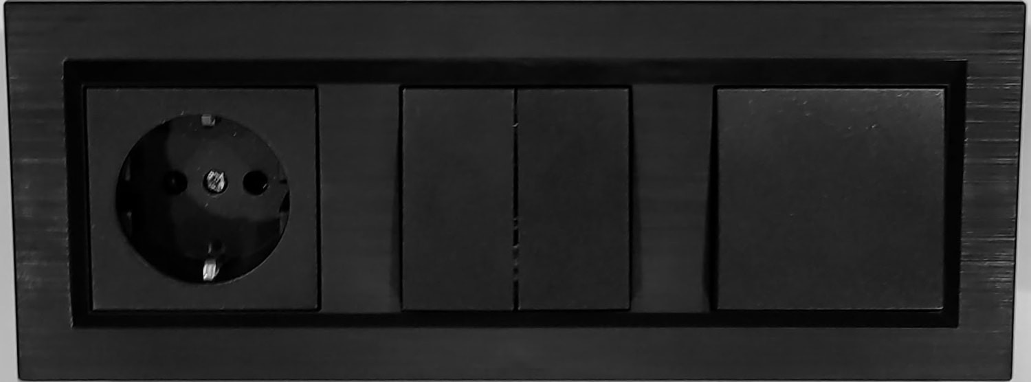 Quantum Siyah Topraklı Priz+Komütatör (Ikili Anahtar)+Anahtar 3'lü Set