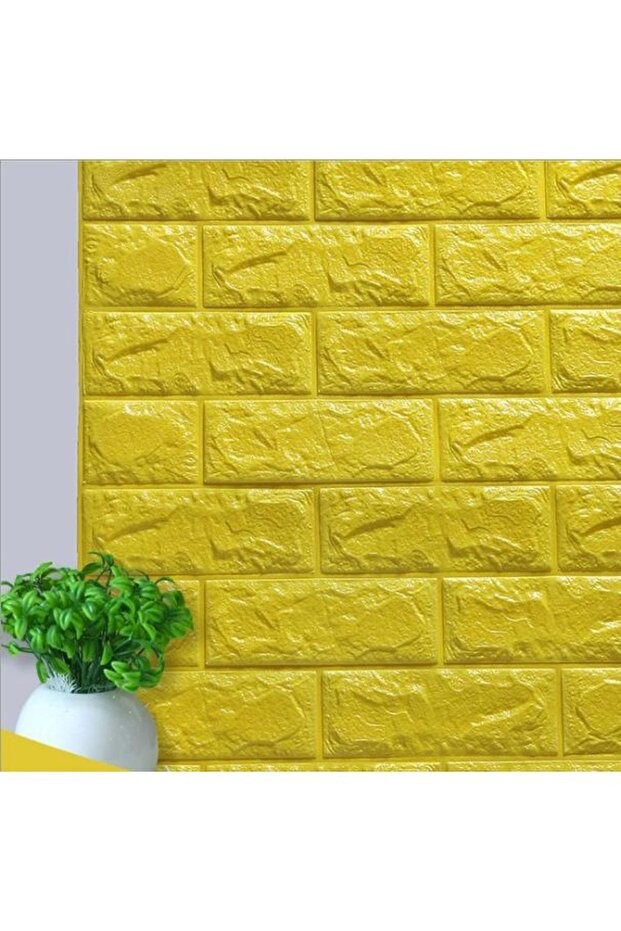 Kendinden Yapışkanlı 3d 70x77 Cm 10 Adet Sarı Duvar Kağıdı Paneli