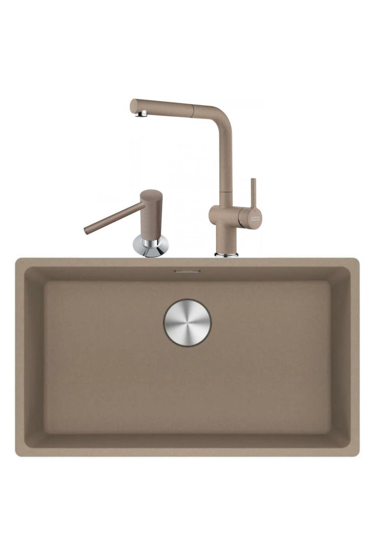 Maris Mrg 210/110-72 Oyster Granit Eviye + Active Plus Doccia 2.0 Armatür + Comfort Sıvı Sabu