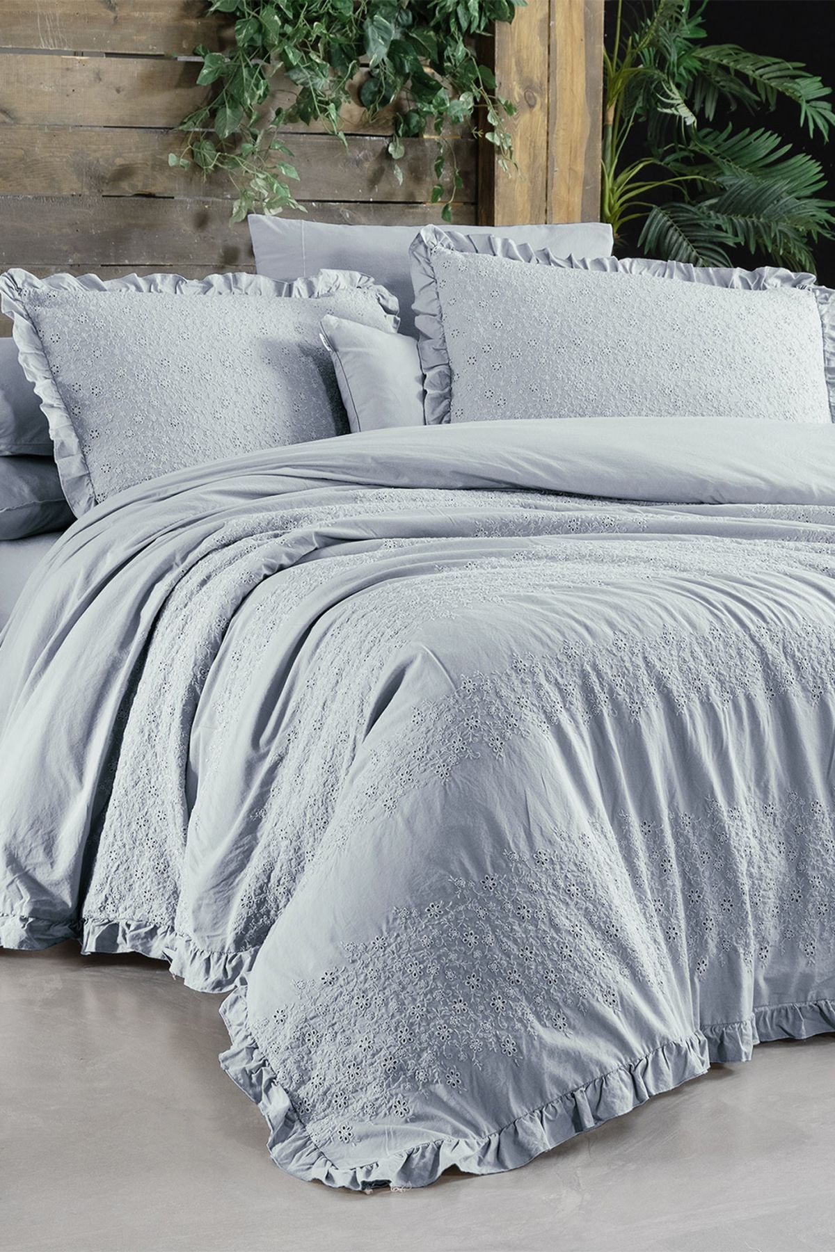 Girona Mavi Çift Kişilik %100 Pamuk Mood Comfort Nevresim Takımı