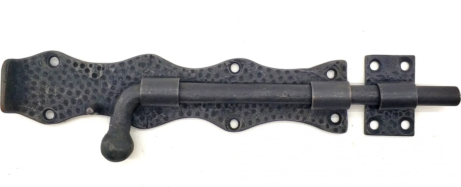 Antika Tarz Dekoratif Pirinç Dövme Kapı Sürgüsü - 20CM, Oksit