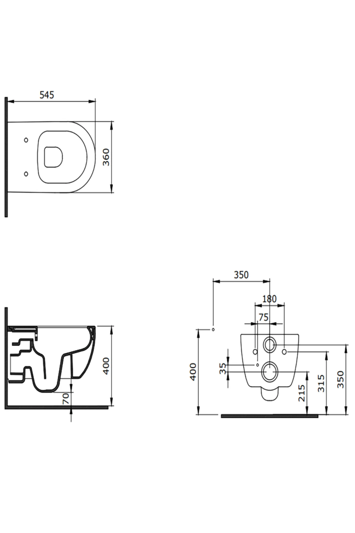 Gömme Rezervuar,bagno Bianco Kanalsız Asma Klozet Set
