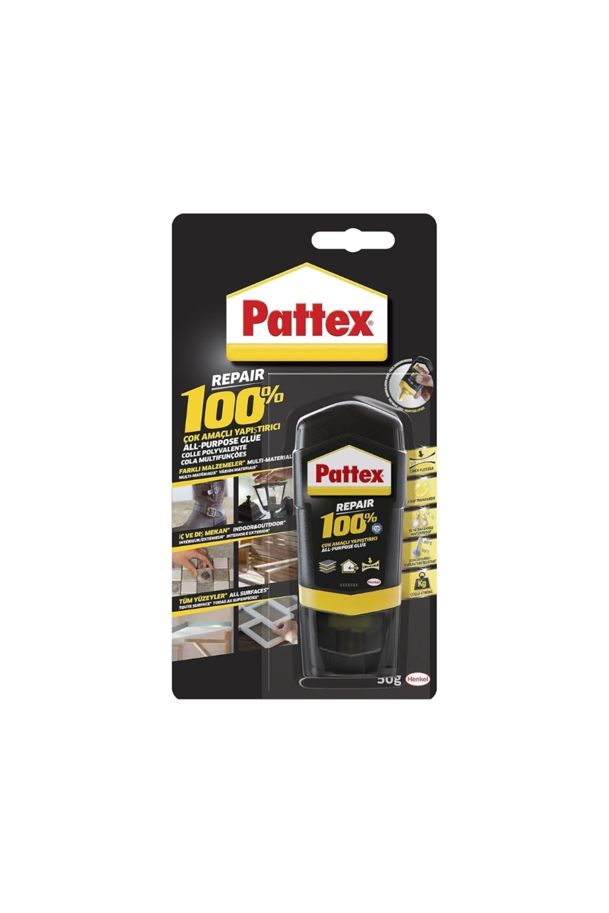 PATTEX Çok Amaçlı Yapıştırıcı Repair %100, 50 Gr, Dayanıklı Ve Güçlü