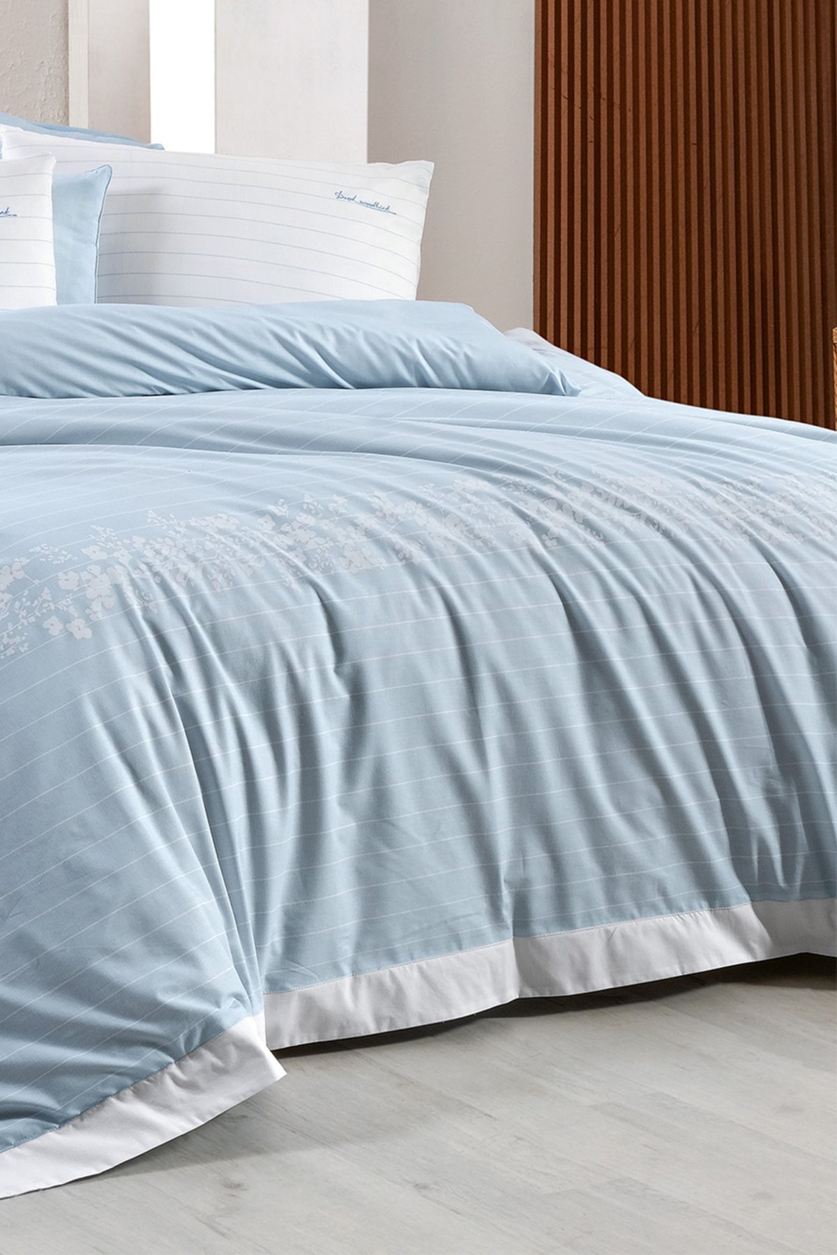 Olric Mavi King Size (Battal Boy) %100 Pamuk Nevresim Takımı