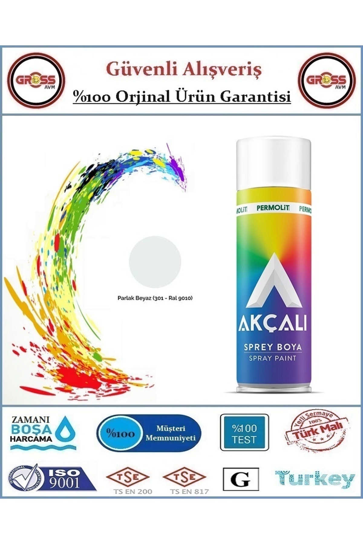 Sprey Boya - 400ML Tam Dolum - Orjinal Ürün - Parlak Beyaz