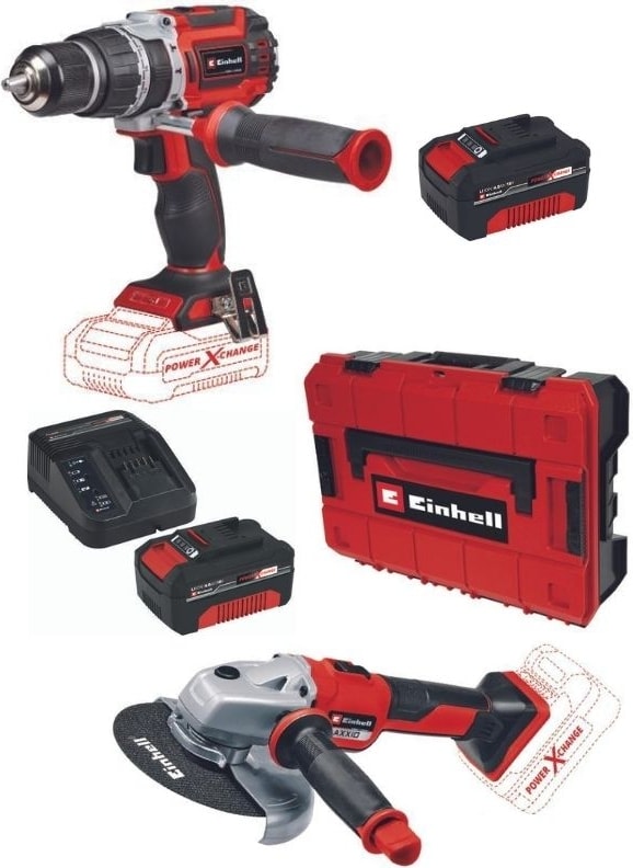 EİNHELL Tp-Cd 18/60 Li-I Bl Matkap Axxio 18/150 Avuç Taşlama 2X4.0AH Akülü Kömürsüz Set