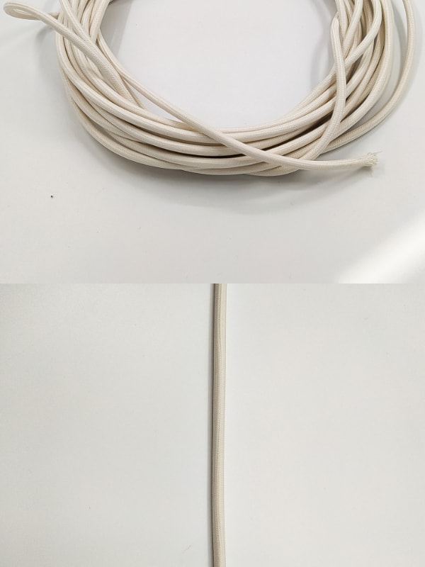 Dekoratif Örgülü Kumaş Kablo Beyaz Renk 2X0,50MM 1 Metre