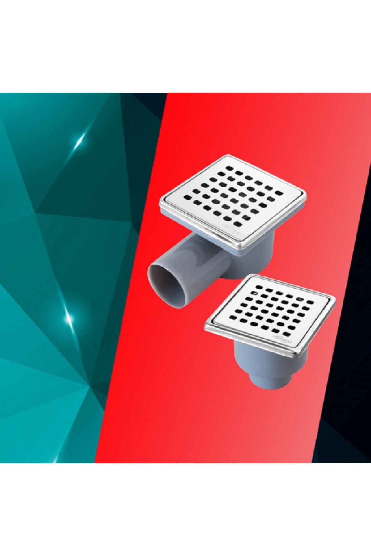 KROM YER SÜZGECİ KLAPELİ 10 x 10 cm Ø 50 PASLANMAZ ÇERÇEVE ALTTAN ÇIKIŞLI