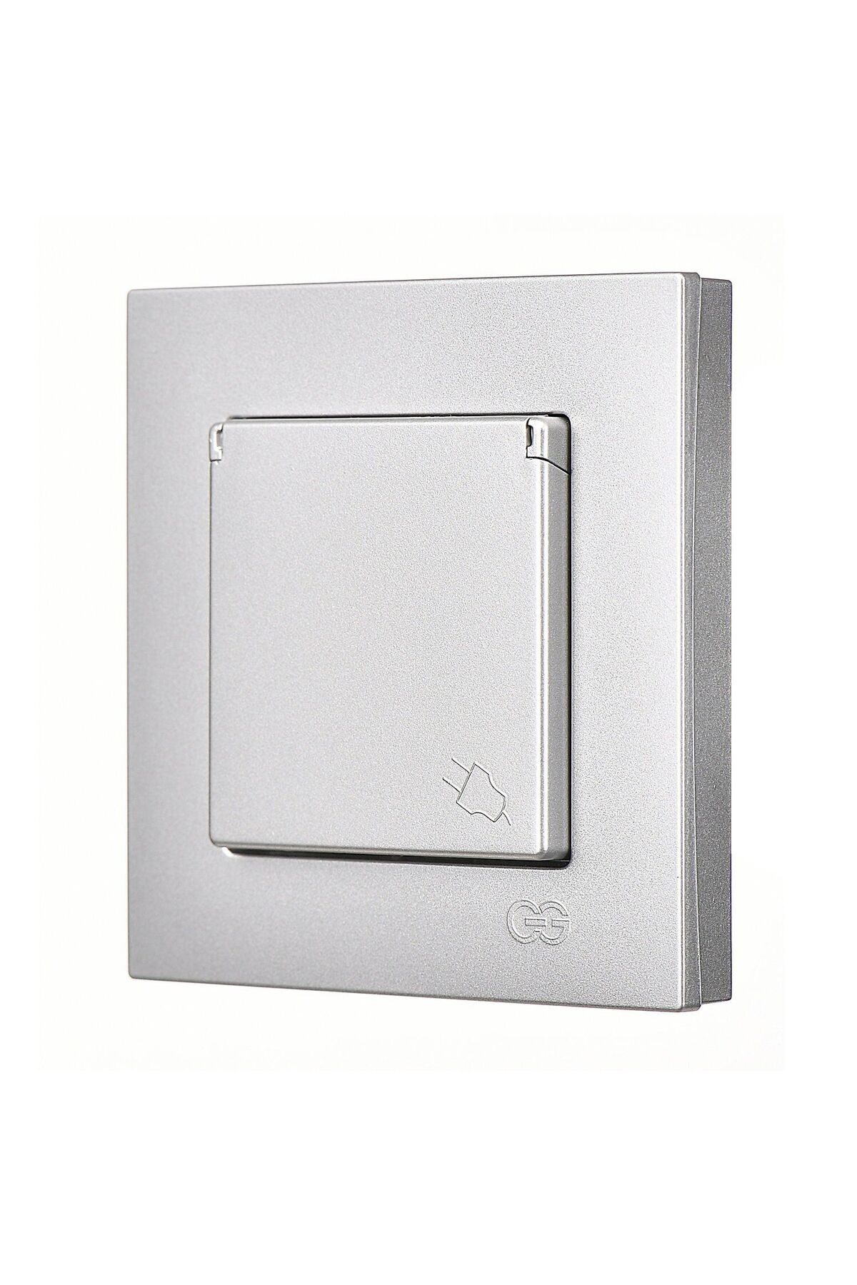 Eqona Gümüş Kapaklı Topraklı Priz