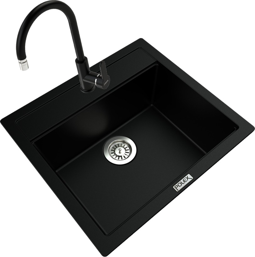 Cristalüx Granit Eviye P-08+Swan-3 Siyah