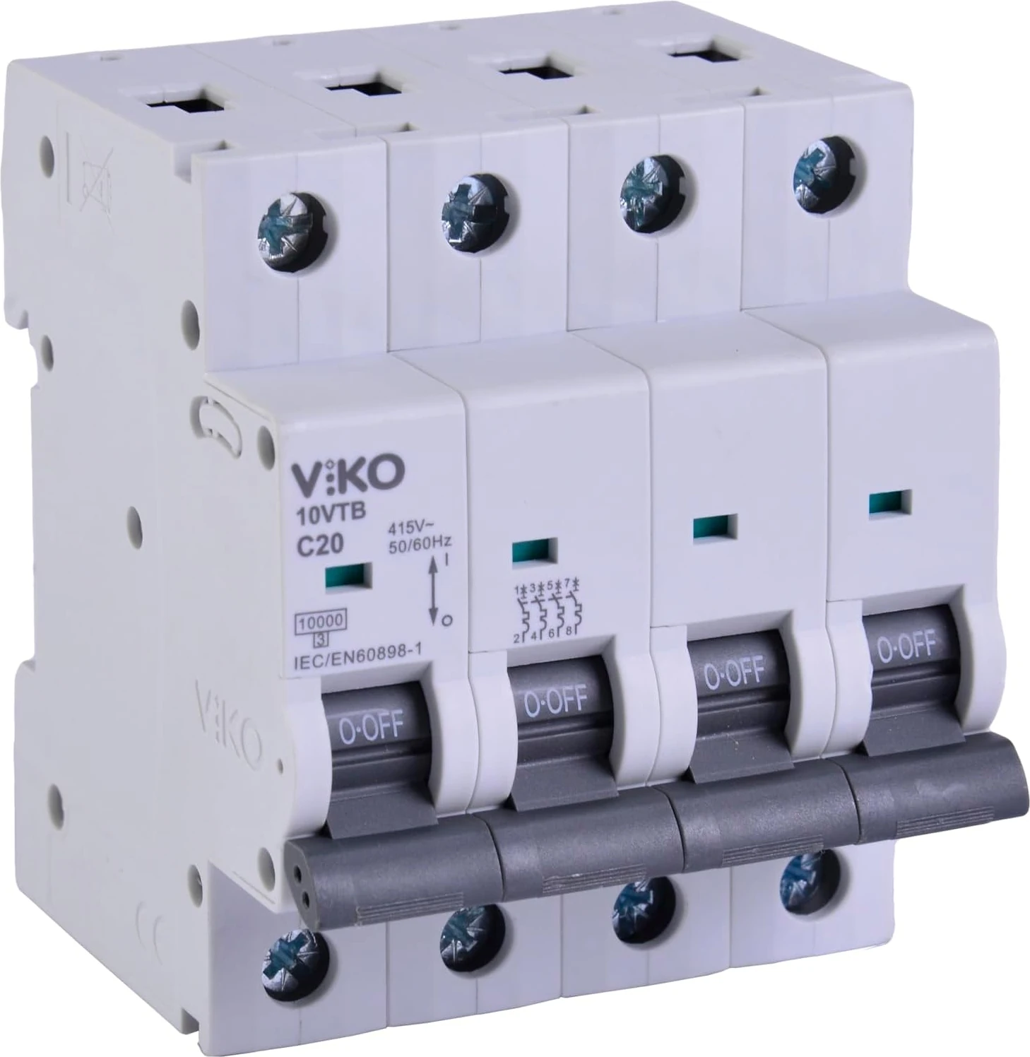 10VTB-4C20 Otomatik Sigorta 10KA C Tipi 4 Kutup 20A