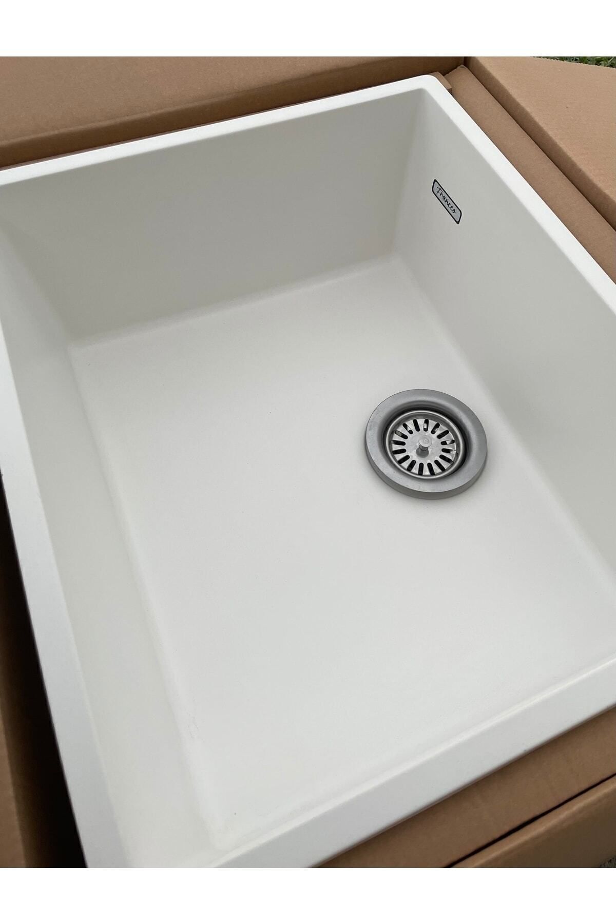 Beyaz Granit Mutfak Evyesi 44x54 Cm