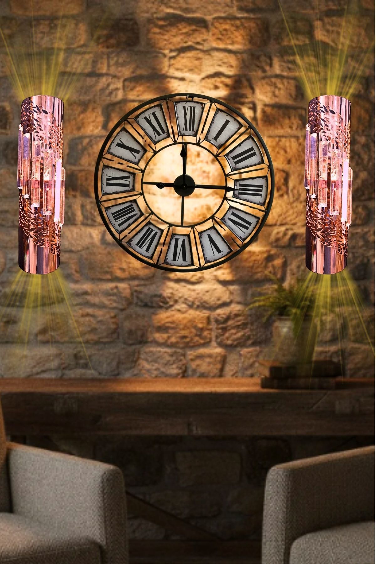 Taç Aplik Rose, Pilli Aplik, Anahtarlı, Pilli Elektrikli Ledli Duvar Aplik, Gece Lambası