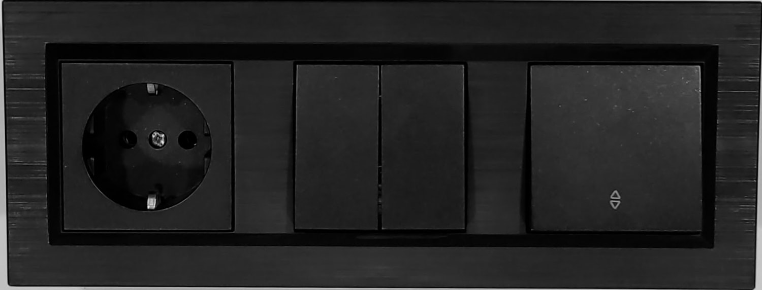 Quantum Siyah Topraklı Priz+Komütatör (Ikili Anahtar)+Vaviyen 3'lü Set