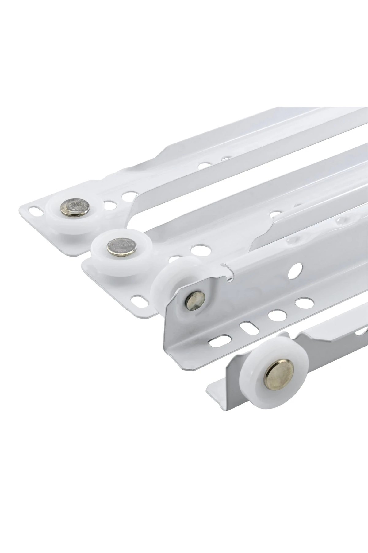 Beyaz Metal Çekmece Rayı Tekerlekli Mobilya Dolap Çekmece Rayı(BEYAZ)(45CM)(1 TAKIM)(METAL)
