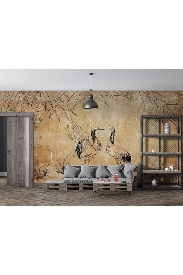 Romantik Kuşlar Vintage Duvar Kağıdı