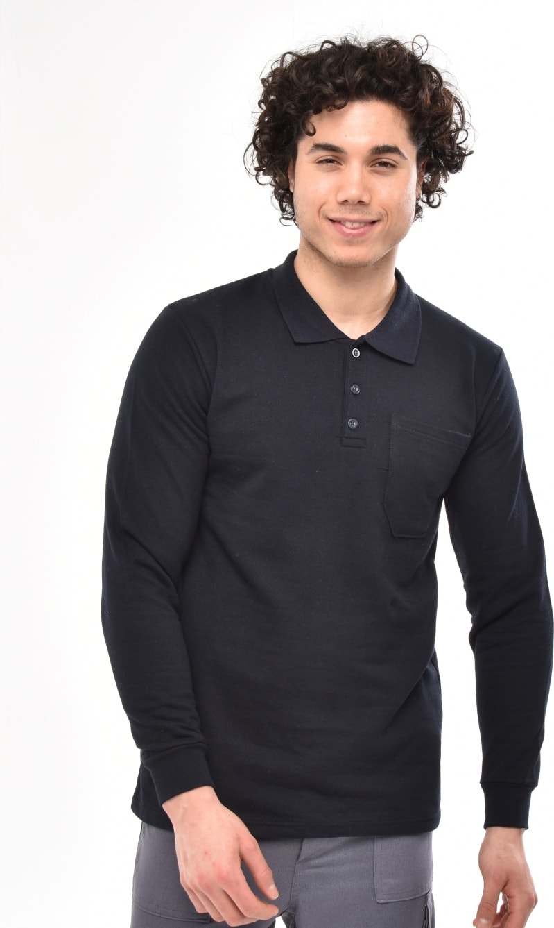 Çamdalı Iş Elbiseleri - Polo Yaka Lacivert 20/10 Iki Iplik Kışlık Iş Sweatshirt 5XL