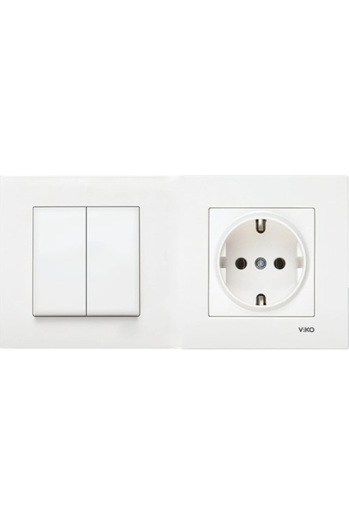Viko Karre Beyaz Ikili Set Komitatör (İKİLİ ANAHTAR) , Topraklı Priz