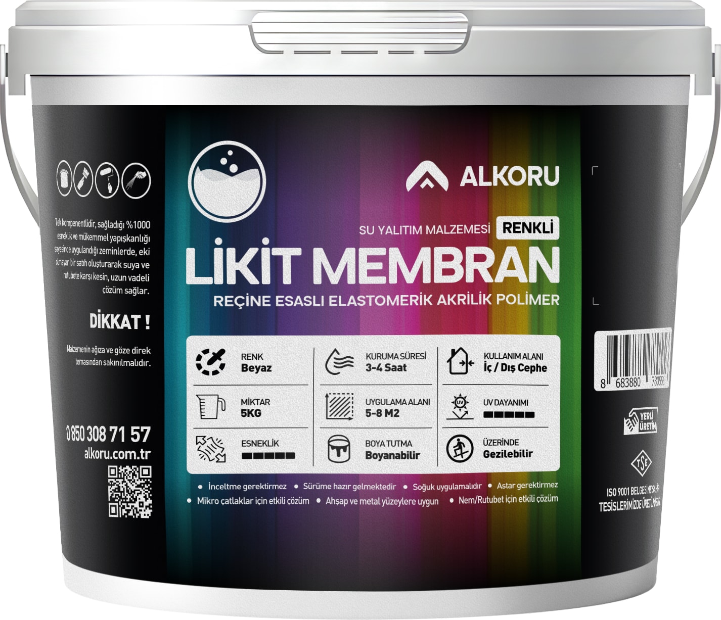 5 kg Beyaz Likit Membran Renkli Reçine Esaslı Sıvı Su Yalıtım Malzemesi