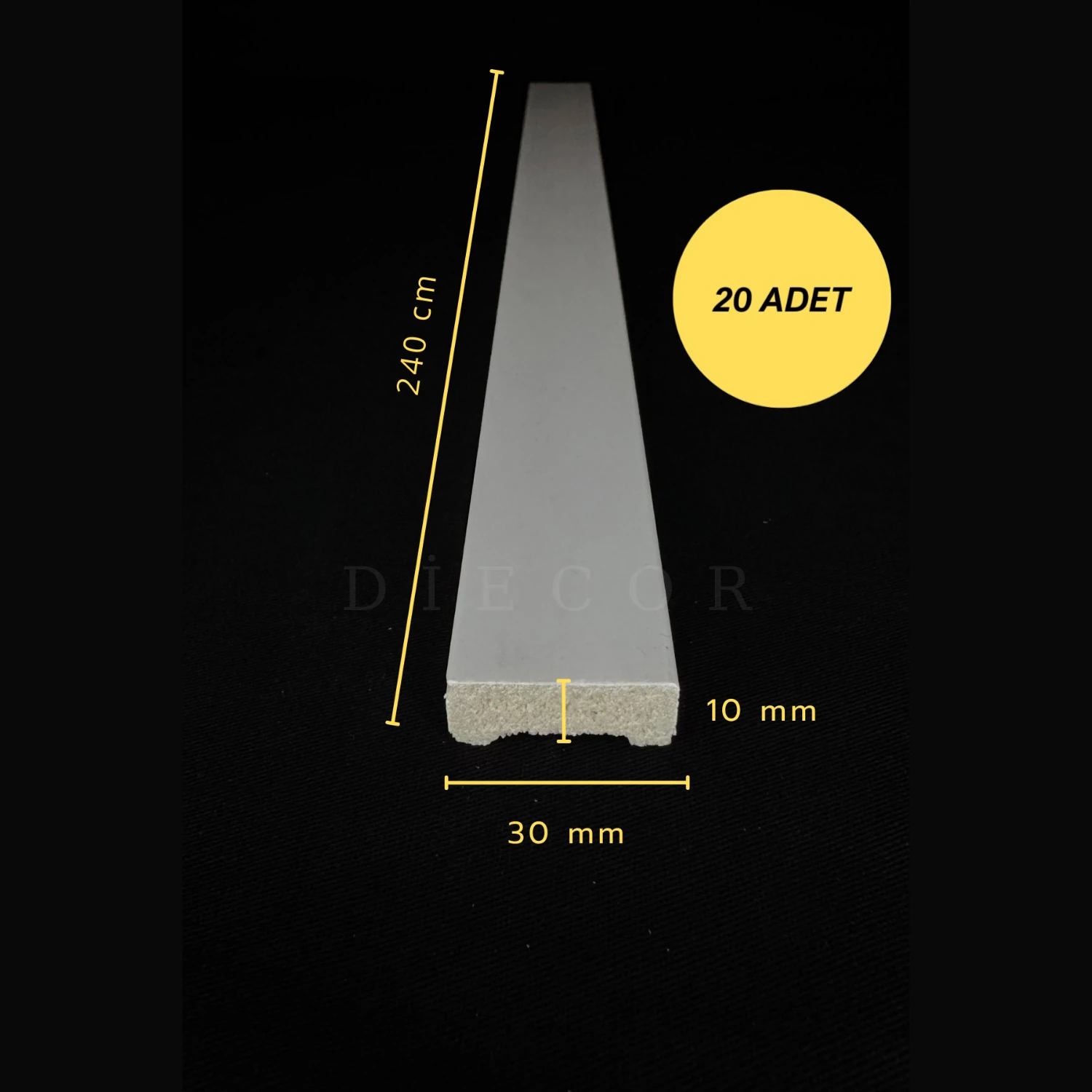 Dekoratif Boyanabilir 20 Adet 3 cm Polistren Duvar Çıtası
