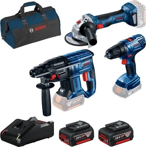 BOSCH Gbh 180-li + Gsr 180-li + Gws 180-li + 2 Adet 4 Ah Batarya + Şarj Cihazı + Bez Çanta