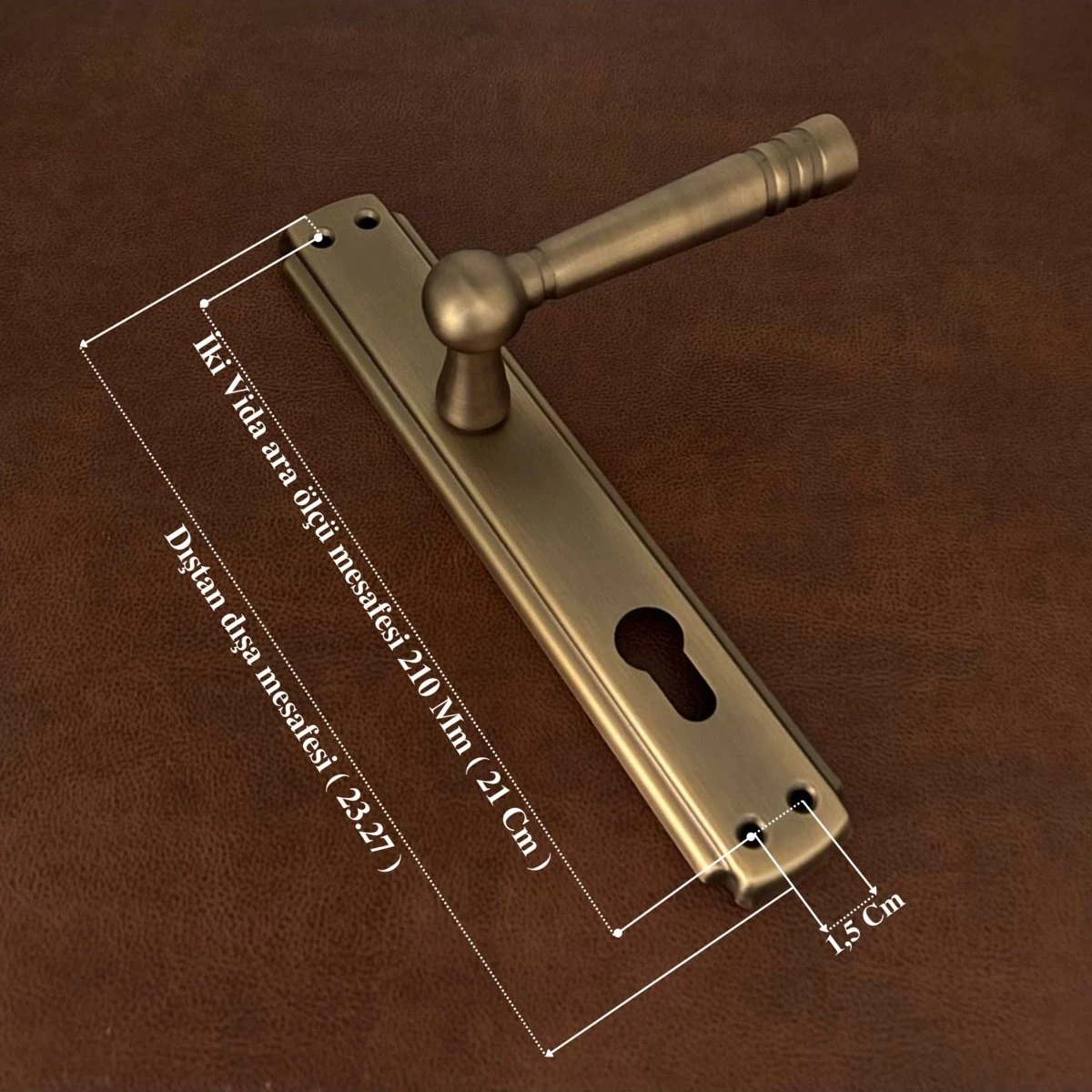 Osmanlı Mat Antik Sarı Bravo Aynalı Yale Çelik Kapı Kolu Sağ Aşağı Basar Tek Yön 1 Adet