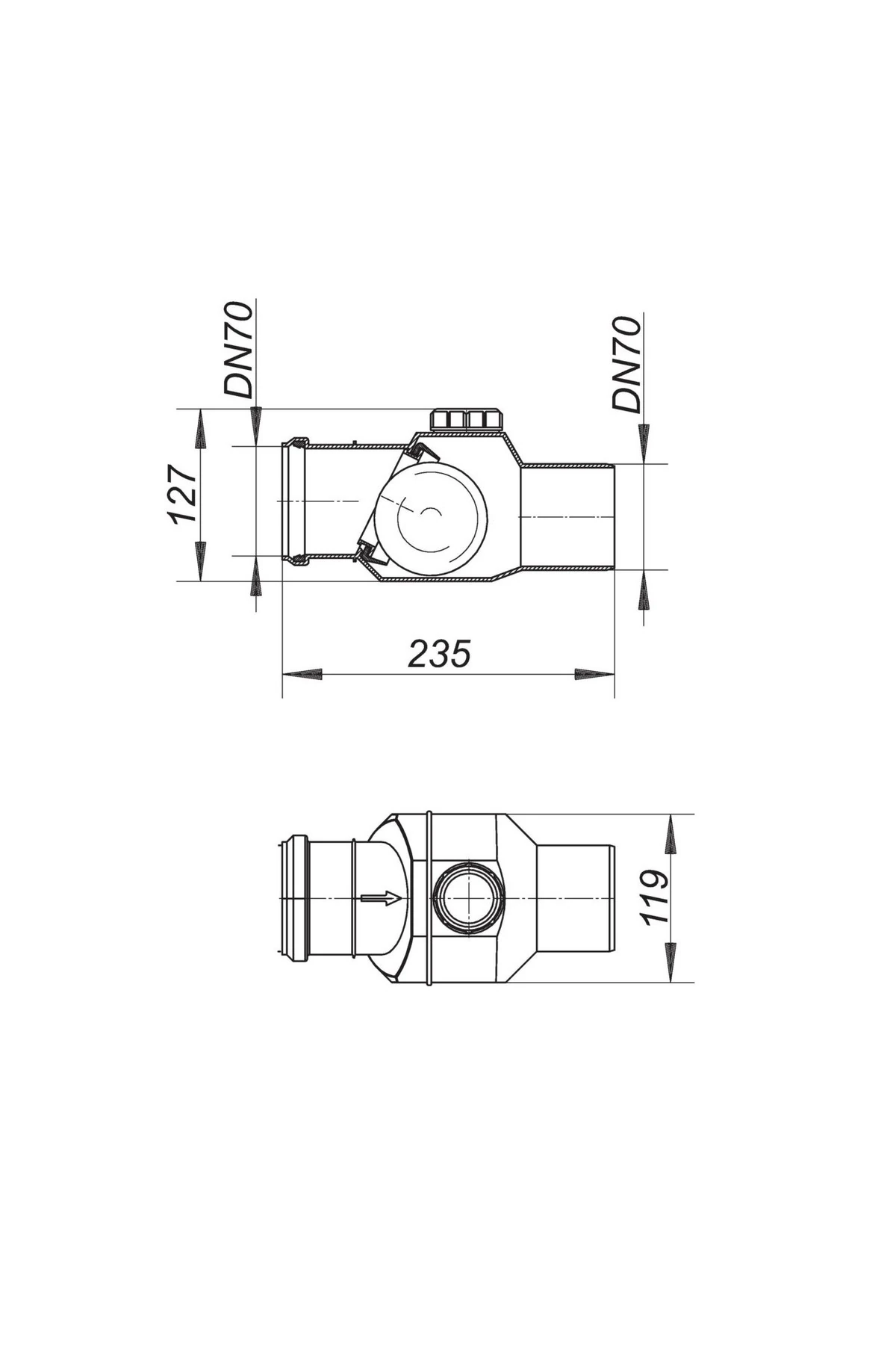 Dn70'lik Atık Pis Su Çekvalfi Lağım Rögar Geri Tepme Önlemi Su Baskını Cekvalfi Geri Basma Önleyici