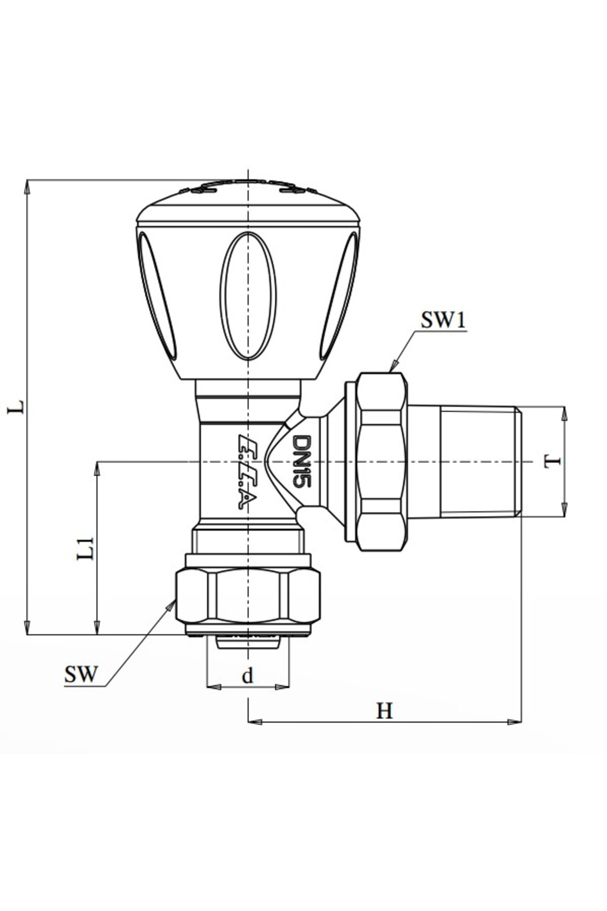 10 Adet ECA RV3 1/2 Köşe Radyatör Valfi Pex Petek Havlupan Vanası 602120721
