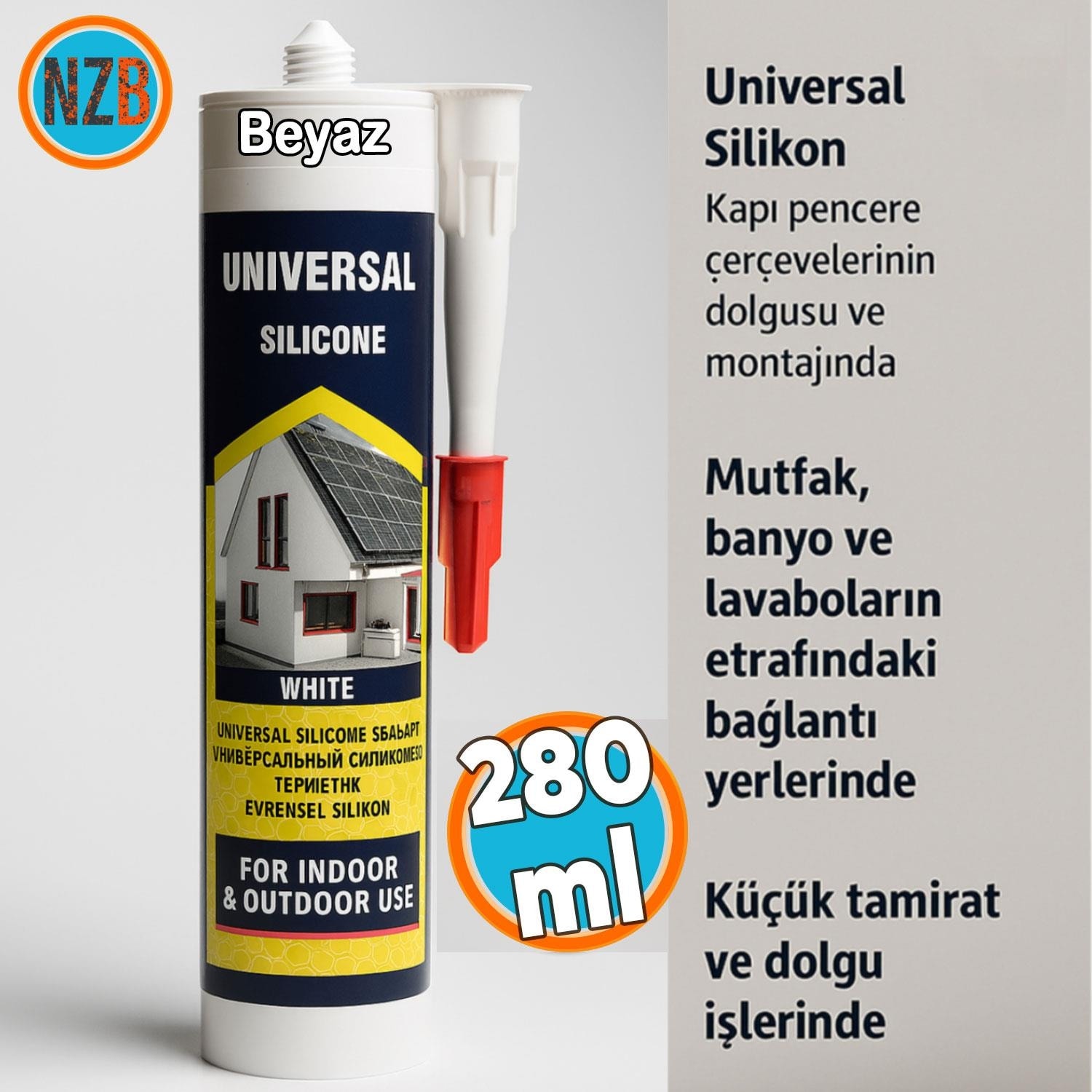 Universal Silikon Genel Amaçlı 280 ml Iç Dış Mekan Kapı Pencere Uygun Su Geçirmez Sızdırmazlık Beyaz