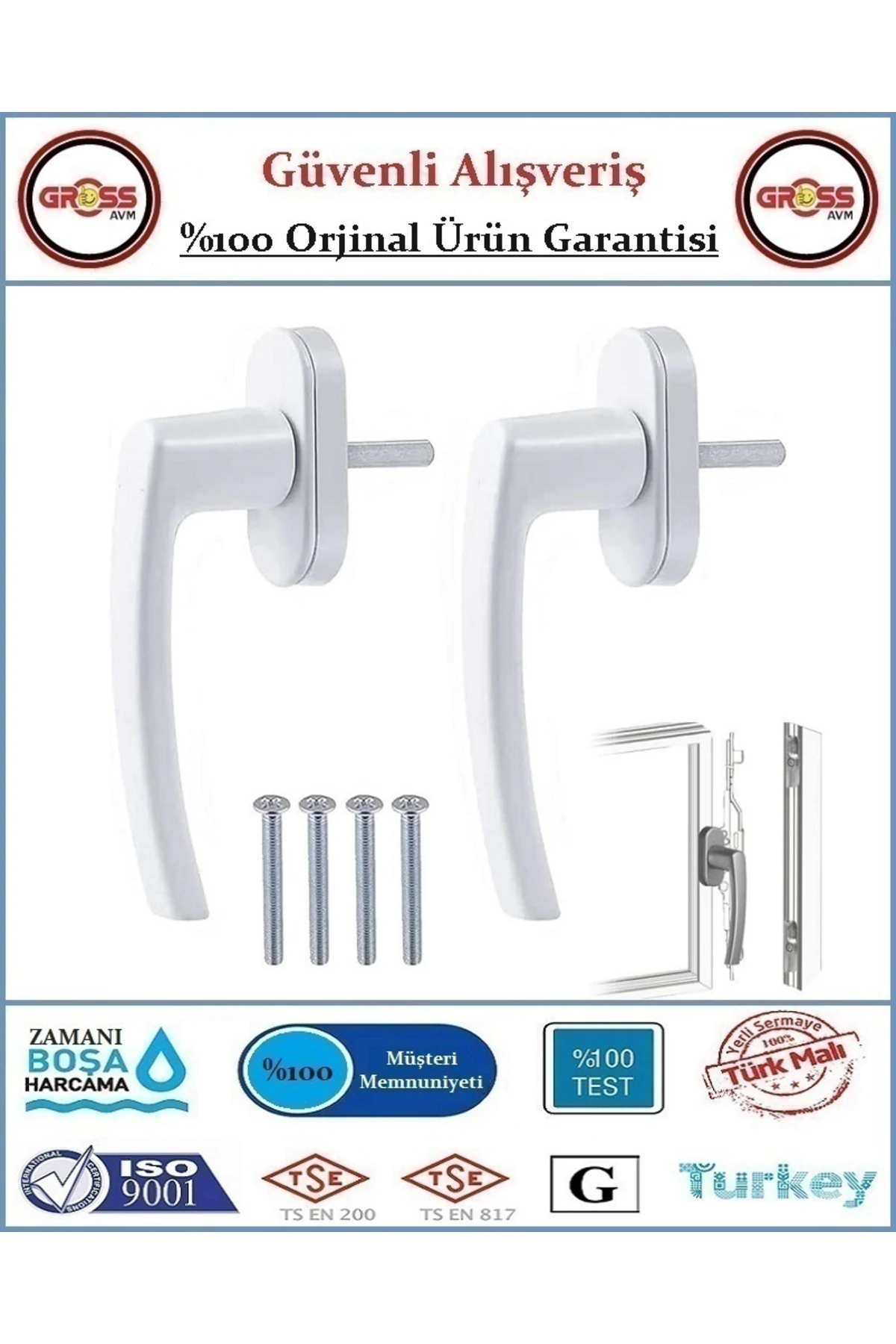 Pimapen Pvc Tekli Pencere Kolu Beyaz - 2 Adet