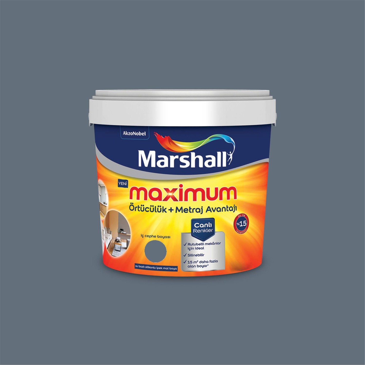 Füme 15 Litre Maximum Su Bazlı Silikonlu Ipek Mat Iç Cephe Boyası (MARSHALL.5309484)