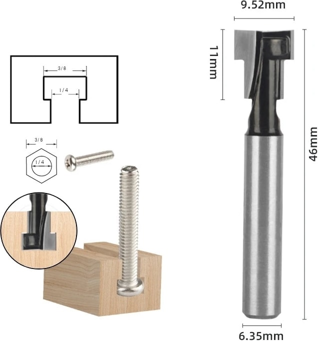 3 1/4 "6mm 6.35 mm 8mm Shank T Yuvası Kesici Yönlendirici Bit Seti Altıgen Cıvata Anahtar Delik Uçları T Planya Freze Kesici Ahşap Ağaç Işleme Için (Yurt Dışından)