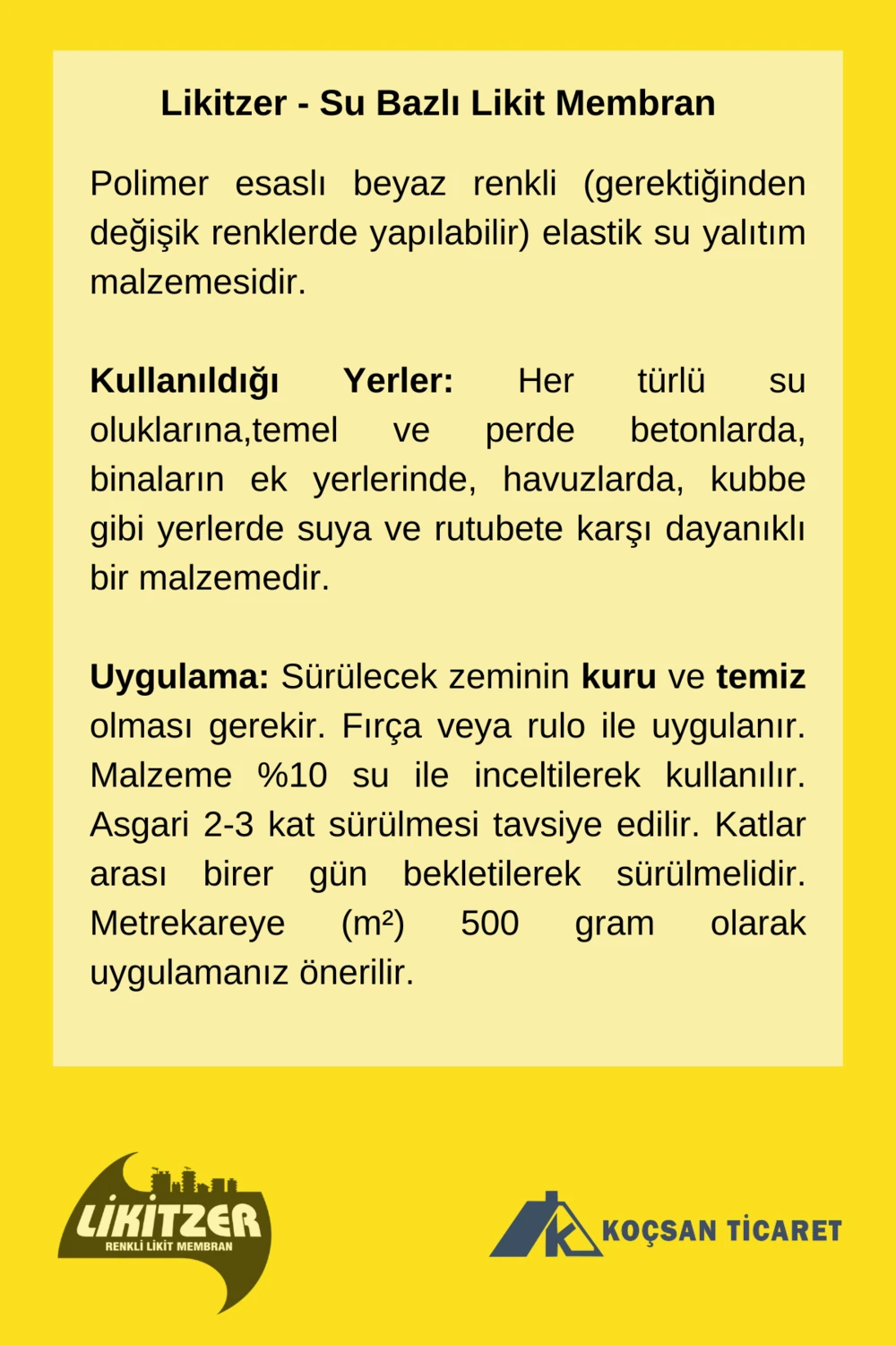 Su Bazlı Likit Membran Beyaz Renk 1kg
