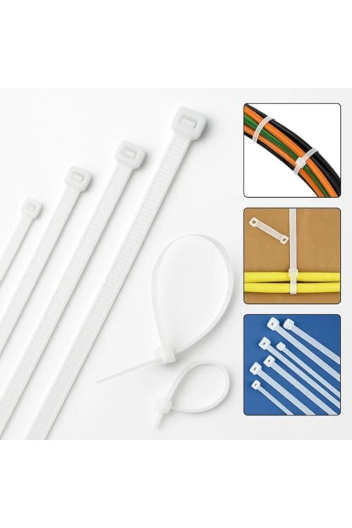 trendyvision Kelepçe Seti Beyaz 100 Adet 15 cm - Naylon Kablo Bağı 150 mm (3,6 mm Kalınlık) buyflick