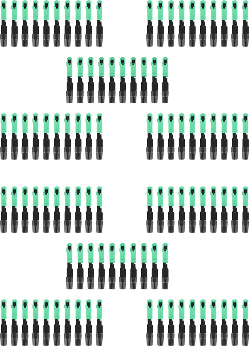 100 Adet Sc/apc Fiber Optik Konektör Gömülü Tek Modlu Bileşen Fiber Optik Hızlı Bağlantı-Siyah + Yeşil (Yurt Dışından)