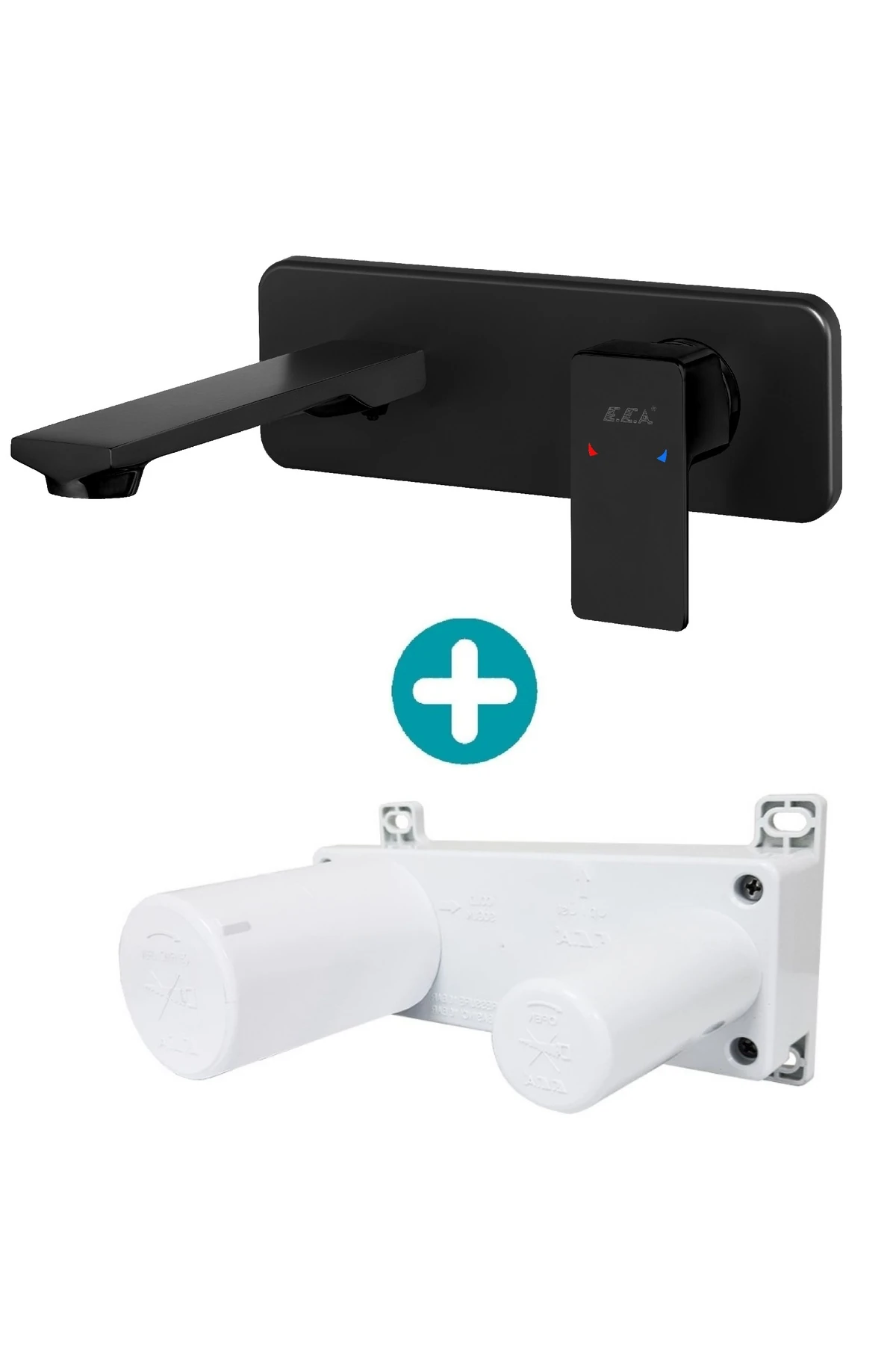 Royal Ankastre Lavabo Bataryası Sıva Üstü Ve Sıva Altı Grubu Tek Rozet Mat Siyah