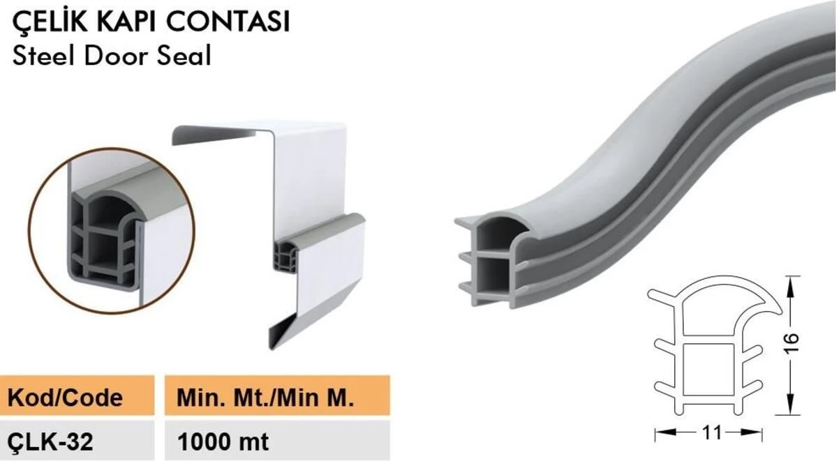 Siyah Çelik Kapı Fitili - Kapı Contası, 6 Metre, Dayanıklı ve Uzun Ömürlü