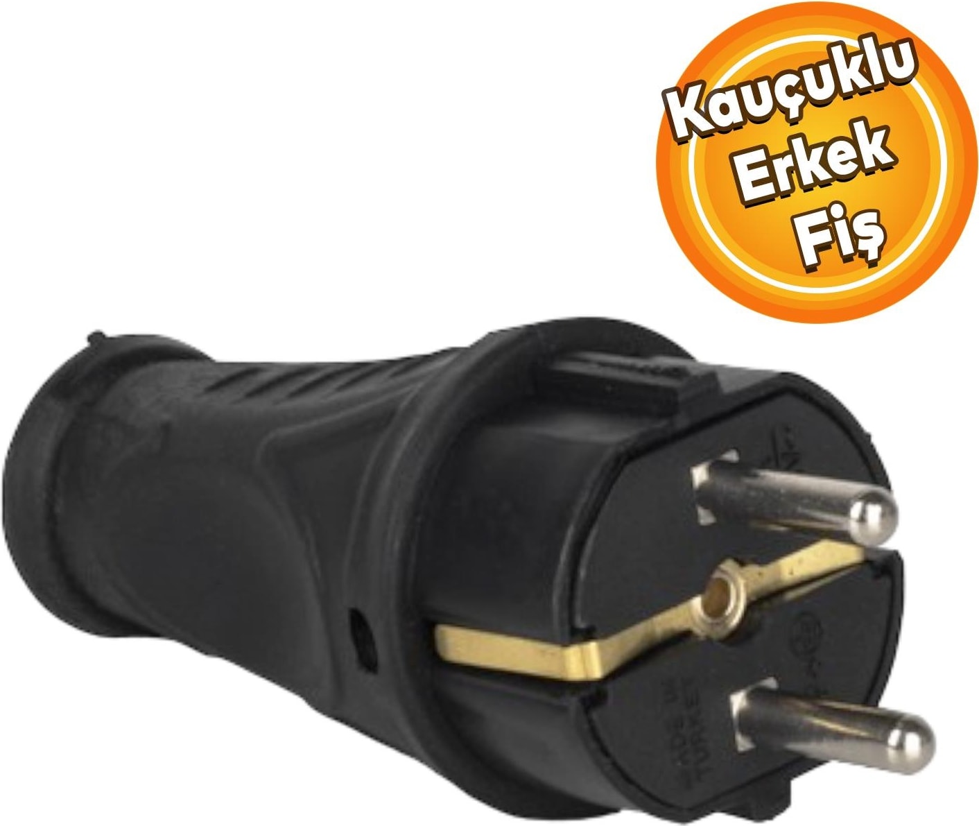 Sağlam Monofaze Kauçuk Dış Mekan Dayanıklı Kablo Bahçe Korunaklı Erkek Düz Fiş Siyah