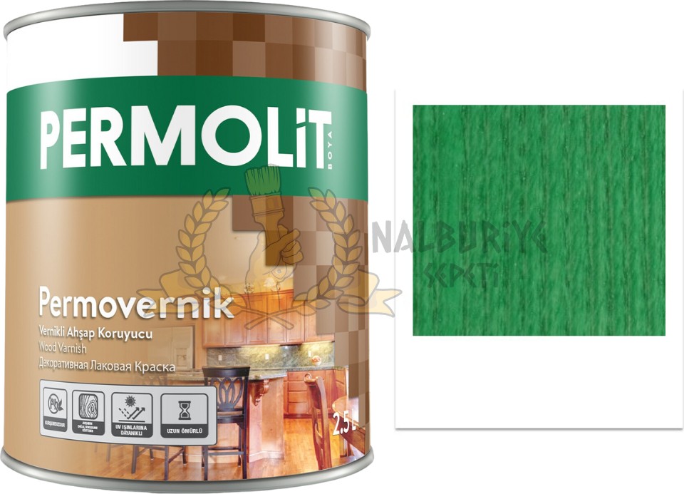 Vernikli Ahşap Koruyucu Boya Yeşil 0.75 Lt.