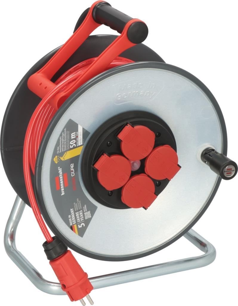 Professionallıne Steelcore Serisi Bremaxx IP44 Lisanslı 5 Yıl Garantili IP44 Lisanslı Çelik Tambur 50 Metre Makaralı Kablo H07BQ-F 3g1.5