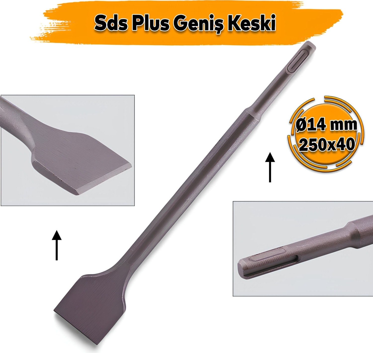 Sds Plus Geniş Ağızlı Keski 14X250X40MM Matkap Ucu Aparatı Beton Tuğla Taş Dayanıklı Çelik Kırıcı Uç
