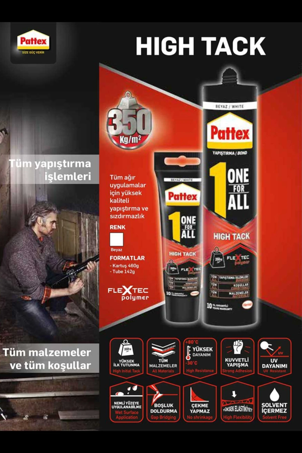 Pattex One For All High Tack 460gr. Yüksek Kuvvetli Korniş & Inşaat Yapıştırıcısı