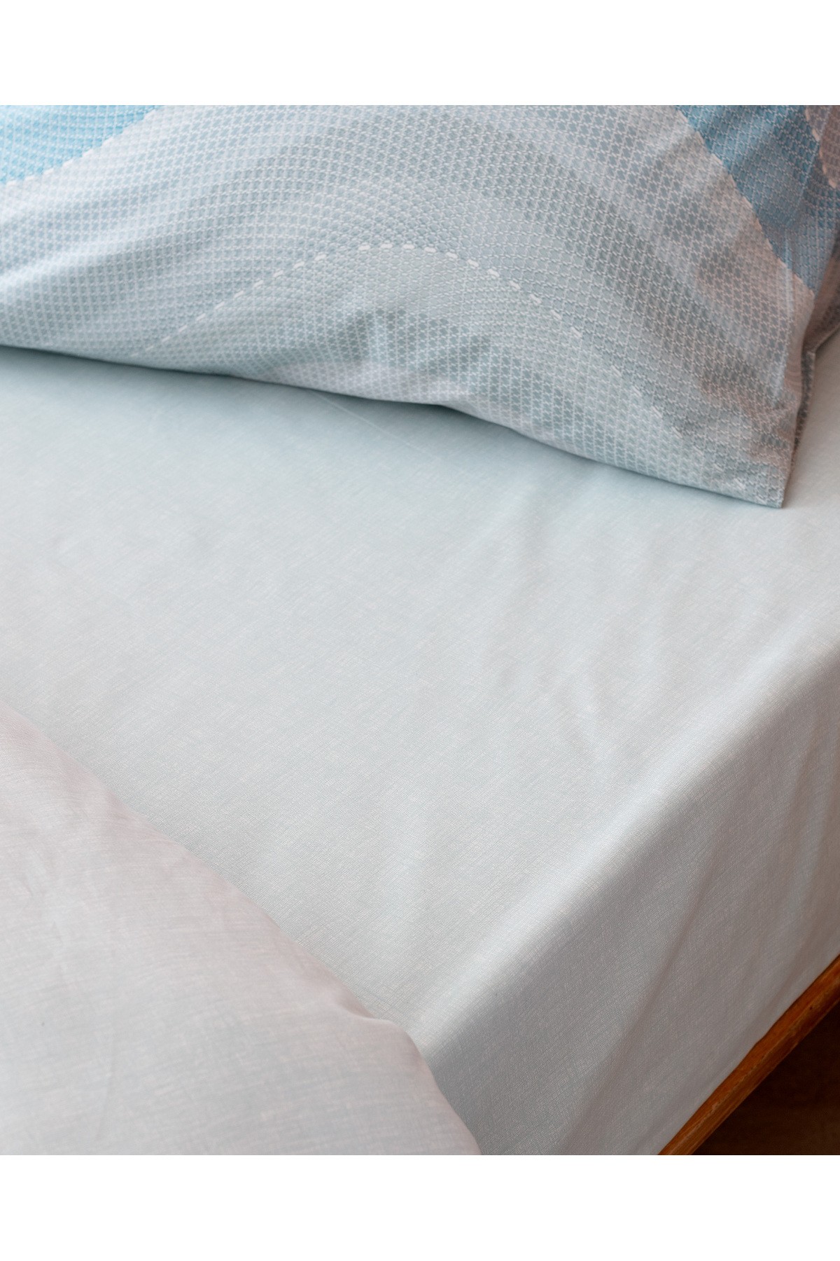 Suivre King Size %100 Pamuk Ranforce Baskılı Nevresim Takımı - Turkuaz