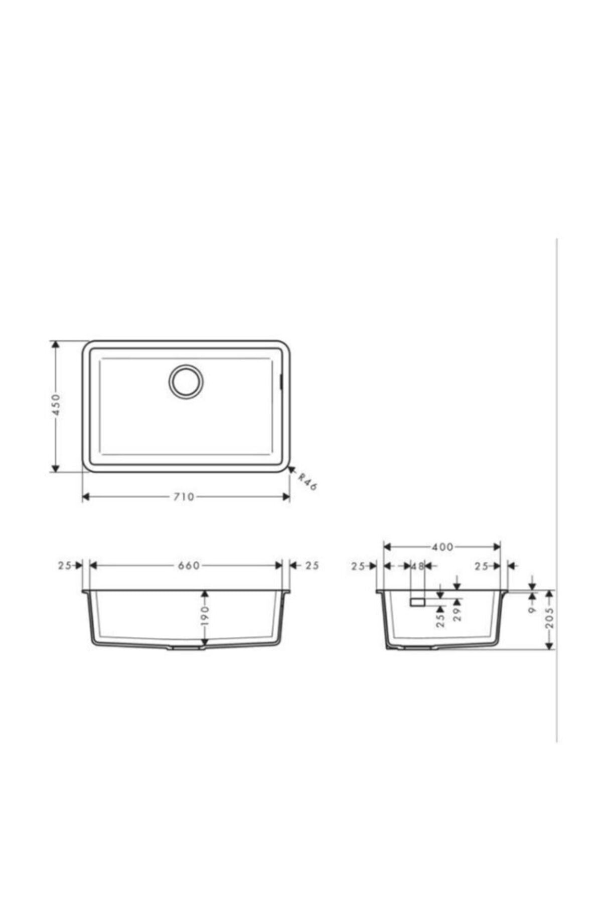 S51 S510-u660 Tezgah Altı Eviye 660, Grafit Siyahı