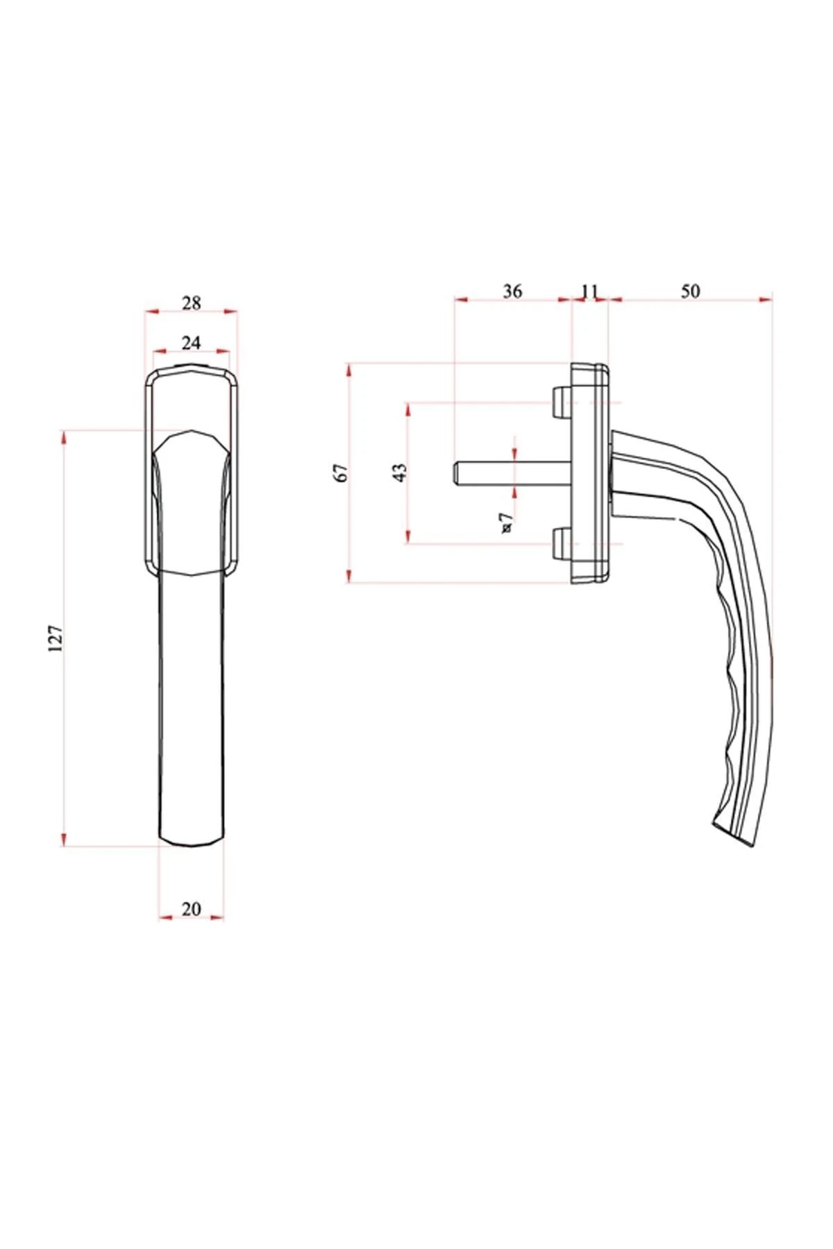 Pvc Pimapen Yüksek Kalite Alüminyum Pencere Kolu Beyaz (KIRILMAZ - TÜM TİPLER IÇİN)