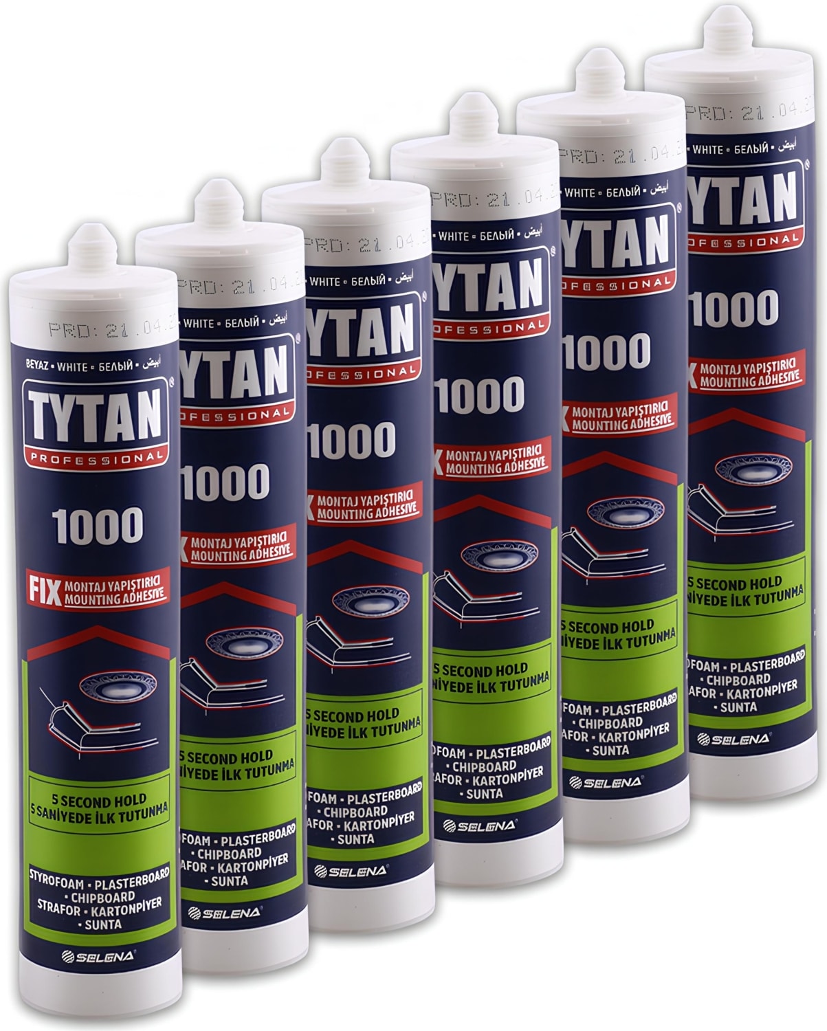 Tytan Fix Çok Amaçlı Güçlü Montaj Yapıştırıcı 6'lı 310 ml Beyaz Ahşap Beton Fayans Cam Mermer Yapış