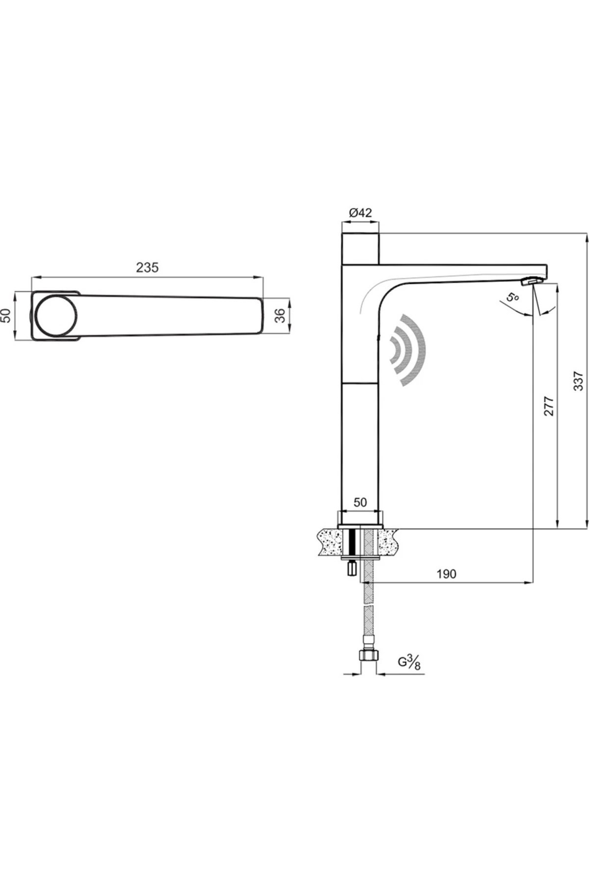 Sempre Mono Fotoselli Yüksek Lavabo Bataryası Elektrikli/Pilli