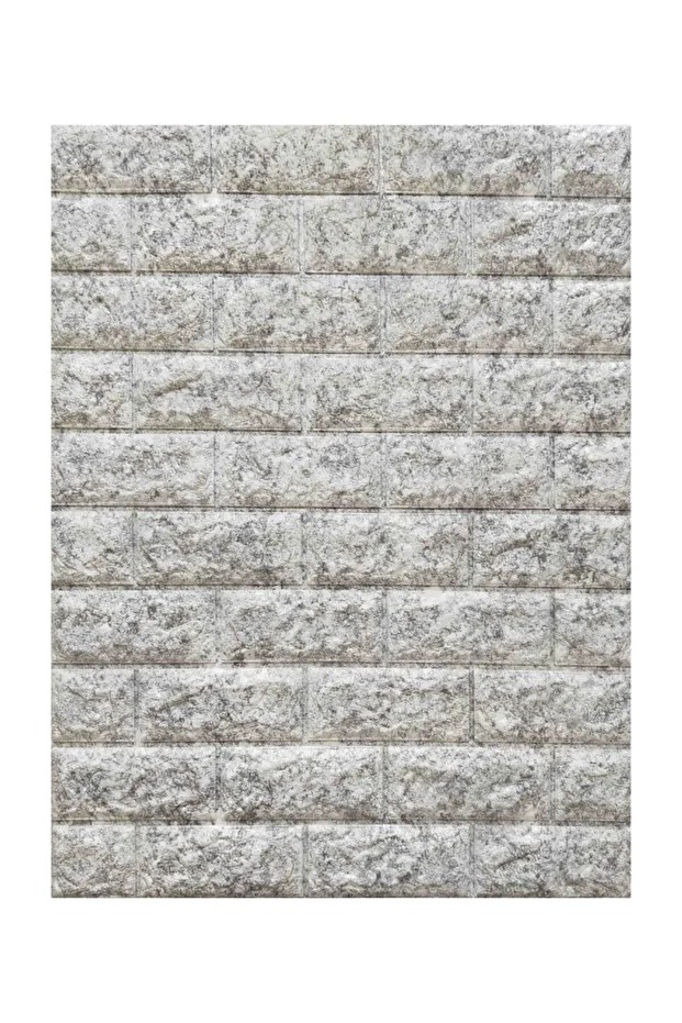 Nw16 Kendinden Yapışkanlı Çift Renk Gri Beyaz Esnek Tuğla Sünger Duvar Paneli 70x77 Cm 6 Adet