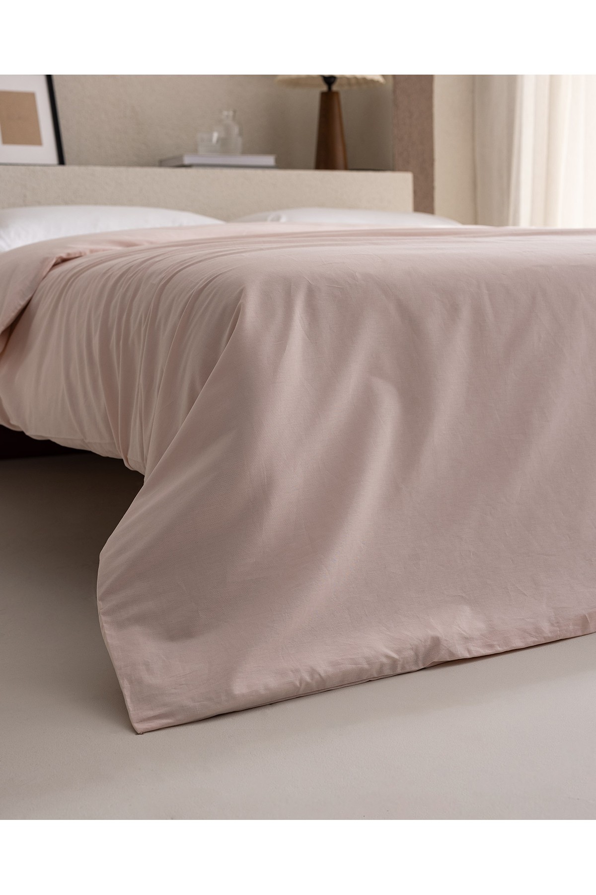Manon King Size %100 Pamuk Ranforce Düz Nevresim - Pudra